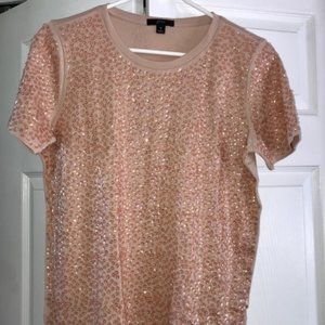 JCREW Rose All Day! Sequin Tee Shirt